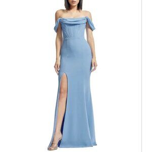 Dress the Population Melania Draped Off-The-Shoulder Corset Mermaid Gown‎ XS